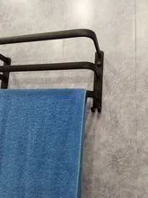 Towel-Hanger Multilayer-Accessories Wall-Mounted Bathroom-Space Black Aluminum Matte