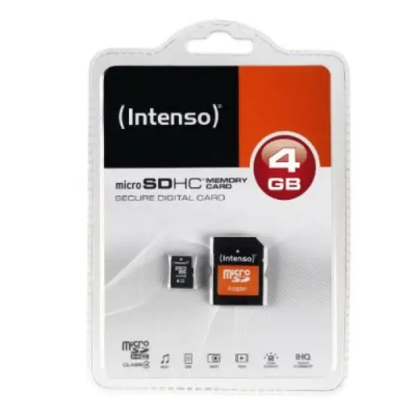 Карта памяти Micro SD с адаптером INTENSO 3413450 4 GB Class 10