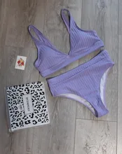 Womens Swimsuits Swimwear Bikini-Set Biquini V-Neck Ribbed Push-Up Black Ingaga Sexy