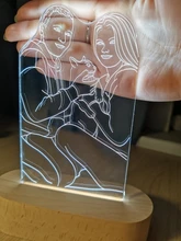 Night-Light Wooden-Base Text-Photo Christmas-Gift Customized Wedding DIY Holiday 