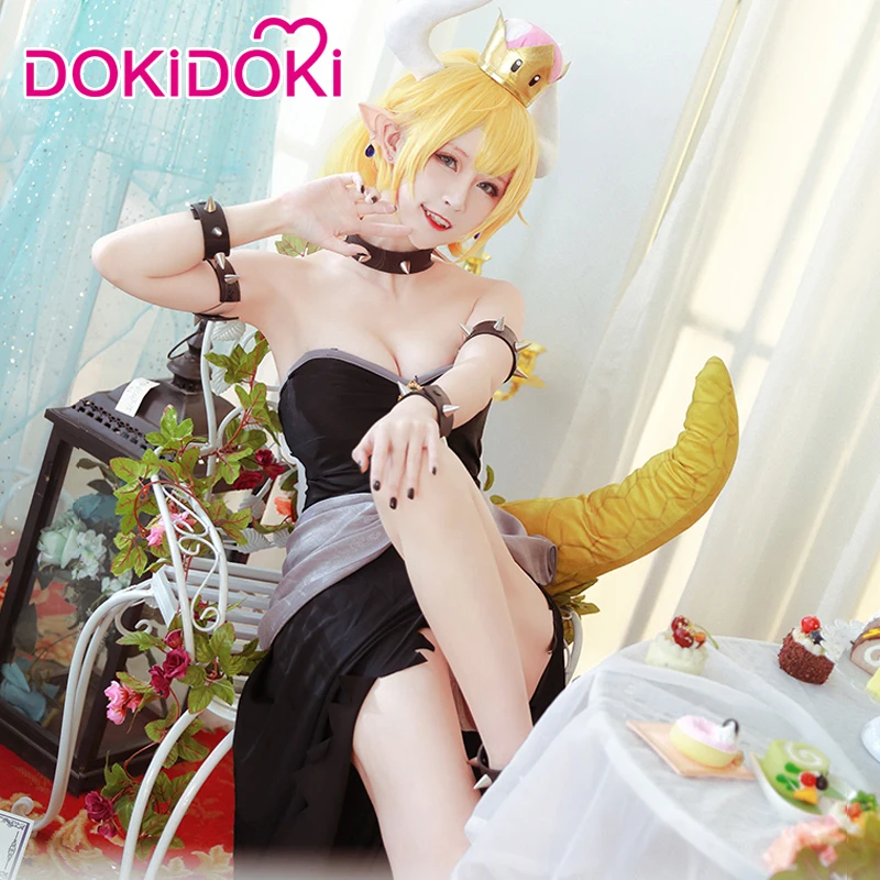 

DokiDoki Game Super Mario Cosplay Bowsette Costume Woem Black Dress Costume Super Mario Bowsette Cosplay