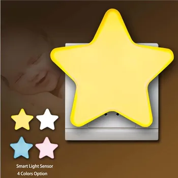 

Cute Star LED Night Light Sensor Control Mini Lamp Living Room Bedroom Lighting US / EU Plug In Bedside Light Kids