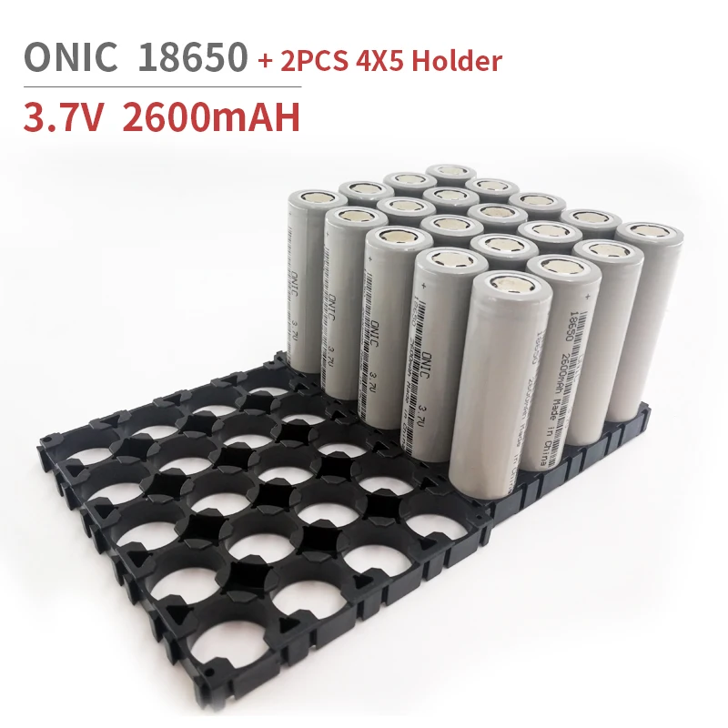 

ONIC 20pcs 18650 2600mAh 3.7V with Holder (4x5, 2Pcs) Rechargeable Battery Replacement us18650 vtc6 100% Original