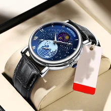 

I'WAIT New Watch Men Mechanical Wristwatch Mechanical Clock Fashion Sport Waterproof Luminous Leather Watches Mens