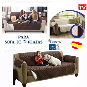 

SOFA cover 2 seater COUCH Protector pet dogs reversible waterproof water hairs crumbs Brown and Beige