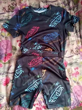 Nuevo 2021 mujeres sudadera Camiseta de manga corta Graffiti chándal con efecto dos piezas 2 piezas de pantalones cortos de Von Dutch traje de algodón