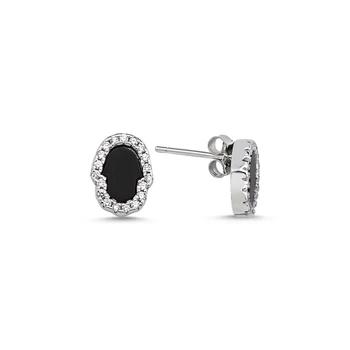 

KUTAYDAN Zircon Cubic Zirconia Fatma Master Hand Earrings 925 Sterling Silver
