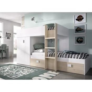 

Youth bedroom in KIT bed train model GROE 2 drawers and 1 ARTIC wardrobe and NATURAL oak
