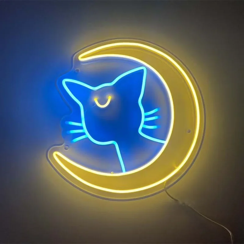 Marinheiro lua luna sinal de néon anime sinal de luz néon dos desenhos  animados gato mágico sinal de néon para decoração da parede quarto sala de  jogos crianças quarto - AliExpress