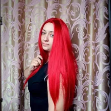 HANNE-Peluca de fiesta larga y recta para mujer, color rojo/Verde/azul/morado, fibra resistente al calor, aspecto Natural