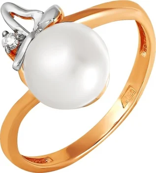 

Примаэксклюзив ring butterfly with pearls and cubic zirconia in red gold