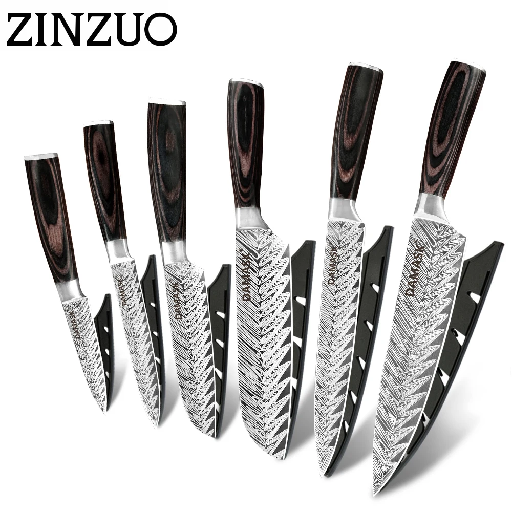 Кухонный нож сантоку ZINZUO 7Cr17 Mov высококлассный кухонный резец из нержавеющей