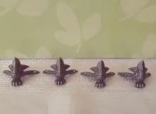 NAIERDI-caja de madera antigua para pies, Protector de esquina de pierna, triángulo rota tallada, soporte decorativo para muebles, 40x30mm, 4 Uds.