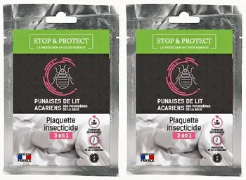 

Stop & Protect WAFER 3 IN 1 ANTI BED BUGS/POUSSIERES AND SCABIES MITES- making French-pack of 2