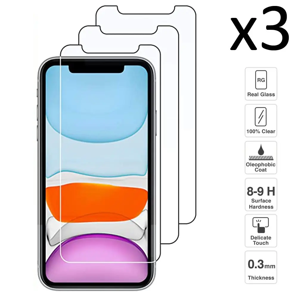 IPhone 11 Set 3 PCs screen Protector tempered glass anti-scratch ultra slim easy to install