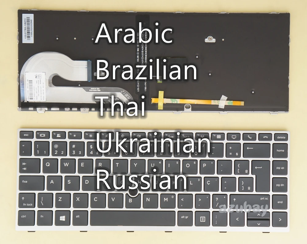 Árabe Brasileiro Tailandês Ucraniano Russo Teclado para hp Elitebook 745 g5 g6 840 g5 g6 846 g5 g6 Zbook 14u g5 g6 Retroiluminado ou Não