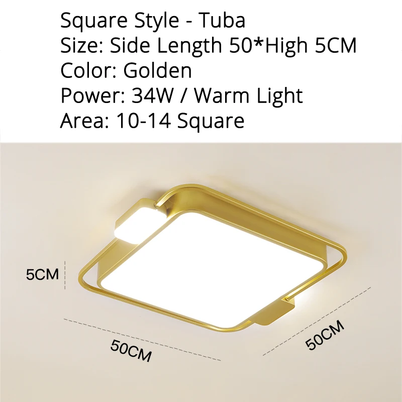 50cm gold square Круглая акриловая светодиодная Люстра для гостиной, кабинета, спальни, свадебного украшения, золотистого и черного цвета, окрашенная железом, лампа - Цвет абажура: 50cm gold square