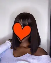 Wig Short Human-Hair Pixie-Cut Super-Icon Bangs Bob Glueless Full-Machine Straight Brazilian