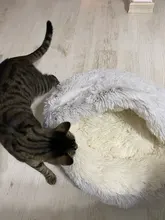Cama redonda de felpa para gatos, casa cálida para gatos, perro de peluche suave para cama larga para perros y gatos pequeños, nido 2 en 1, cojín para cama de mascotas, sofá para dormir