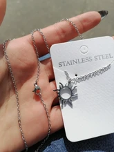 DOTIFI 316L collar de acero inoxidable Chapado en étnicos tótem solar collares con colgantes encanto mujeres cumpleaños fiesta de joyería de moda