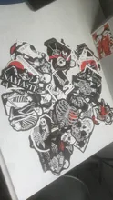 Calaveras rojas y negras, pegatina inspiradora de amor para monopatín, portátil, equipaje, estilo Anime, pegatina de Graffiti, Maleta, 10/50 Uds.