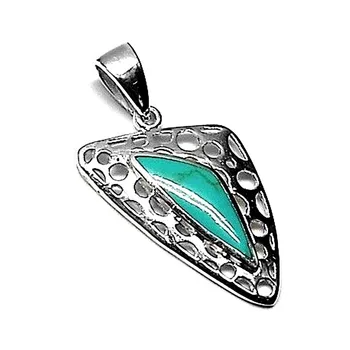 

Pendant 925 sterling silver m triangulate openwork mother-of-pearl turquoise [AB2566]