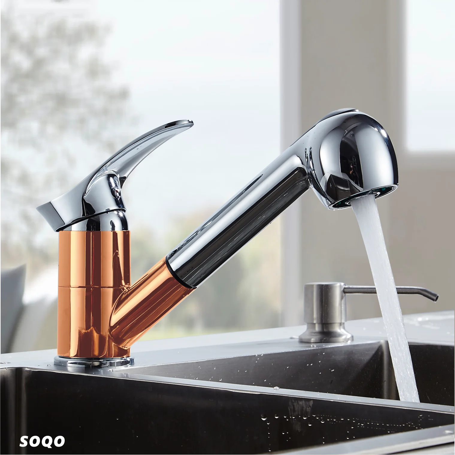 SOQO высококачественный кухонный кран, смеситель для воды, кран для горячей и холодной воды, 360 ° вращающийся SQ: 3788