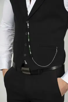 

DeepSEA Male Green Vest Chain Accessory Suit Accessories Wedding Special Day Prom Formal Opal Stone Beads 2002037