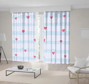 

Curtain Confetti Hearts on Striped Background Abstract Sea Februay Romantic Season Artwork Red Blue