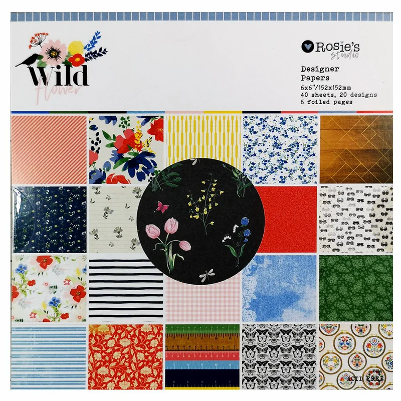 

CRZCrafter 6"x6 Inch Scrapbooking Papers Pad 40 Sheets Crafts Paper Background Decorative Patterns Pack Acid Free Embellishments