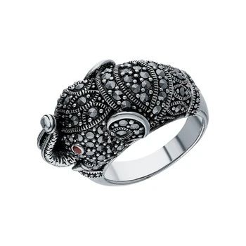 

Silver ring with marcasite and Garnet sunlight sample 925