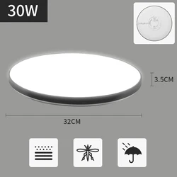 Round LED Panel Ceiling Light, 15W - 50W, Surface Mount for Indoor Home, Kitchen, Bedroom Lighting (Ultra - thin - black - 30W)