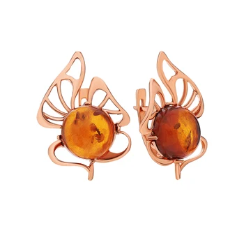 

Silver earrings with amber sunlight