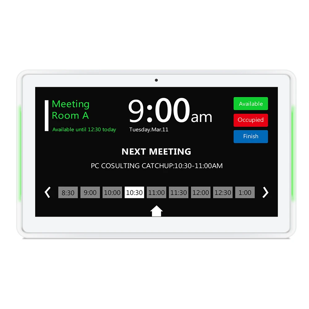 10.1 inch Android 11 PoE Wall mounted tablet pc LED bars conference meeting room schedule display open source rooted