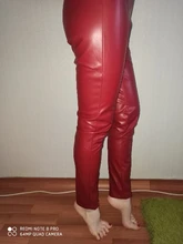 Trousers Pencil-Pants Faux-Leather Skinny High-Wasited Fleece Stretchable Autumn Women