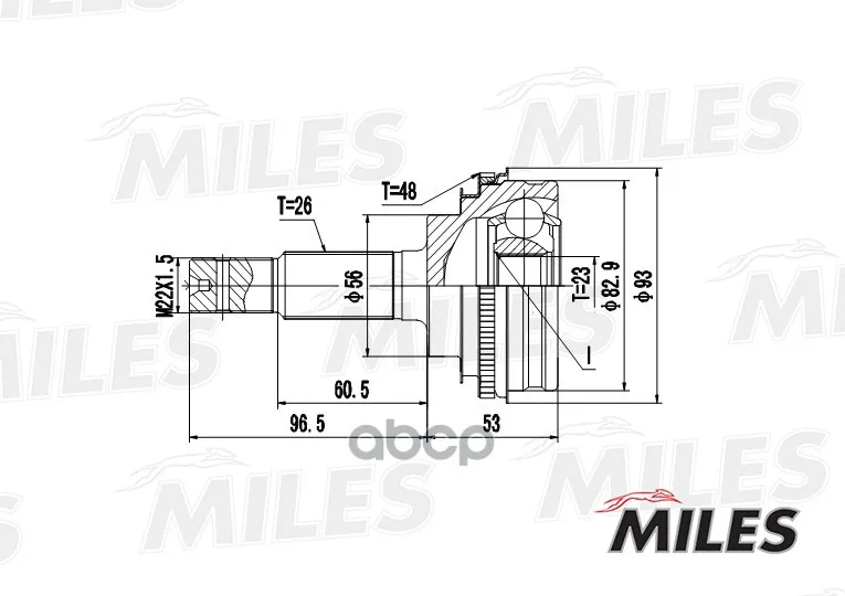 Шрус Toyota Carina T170/R190/Corolla Vi-Viii E90-E110 1.3-2.0d 83-02 Нар. Abs Miles Ga20468 Miles арт. GA20468