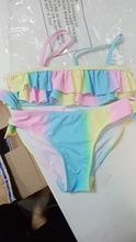 Conjunto de Bikini de dos piezas para niña adolescente, traje de baño con estampado de arco iris, bañadores para niño/a, ropa de playa, 3 ~ 14 años