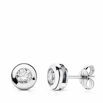 

Earrings 18k white gold chatón 6.6mm. Cubic zirconia [AA1966]