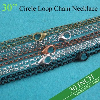 

Custom Listing: 250 antique silver and 25 black 30 Inch Circle Link Chain Necklaces
