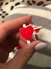 Clips de papel fotográfico en forma de corazón de madera para decoración del hogar, Mini clip rojo para decoración de notas, accesorios de oficina, 20 uds.