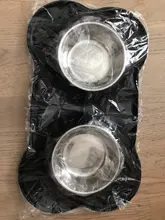 Cuenco doble antideslizante para perros y gatos, tapete de silicona, duradero, de acero inoxidable, Alimentador de agua, Alimentación de Mascotas, para beber