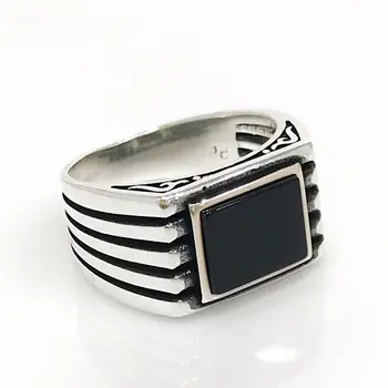 

Simple Polite Elegant Black Onyx Sterling Silver Men 'S Ring