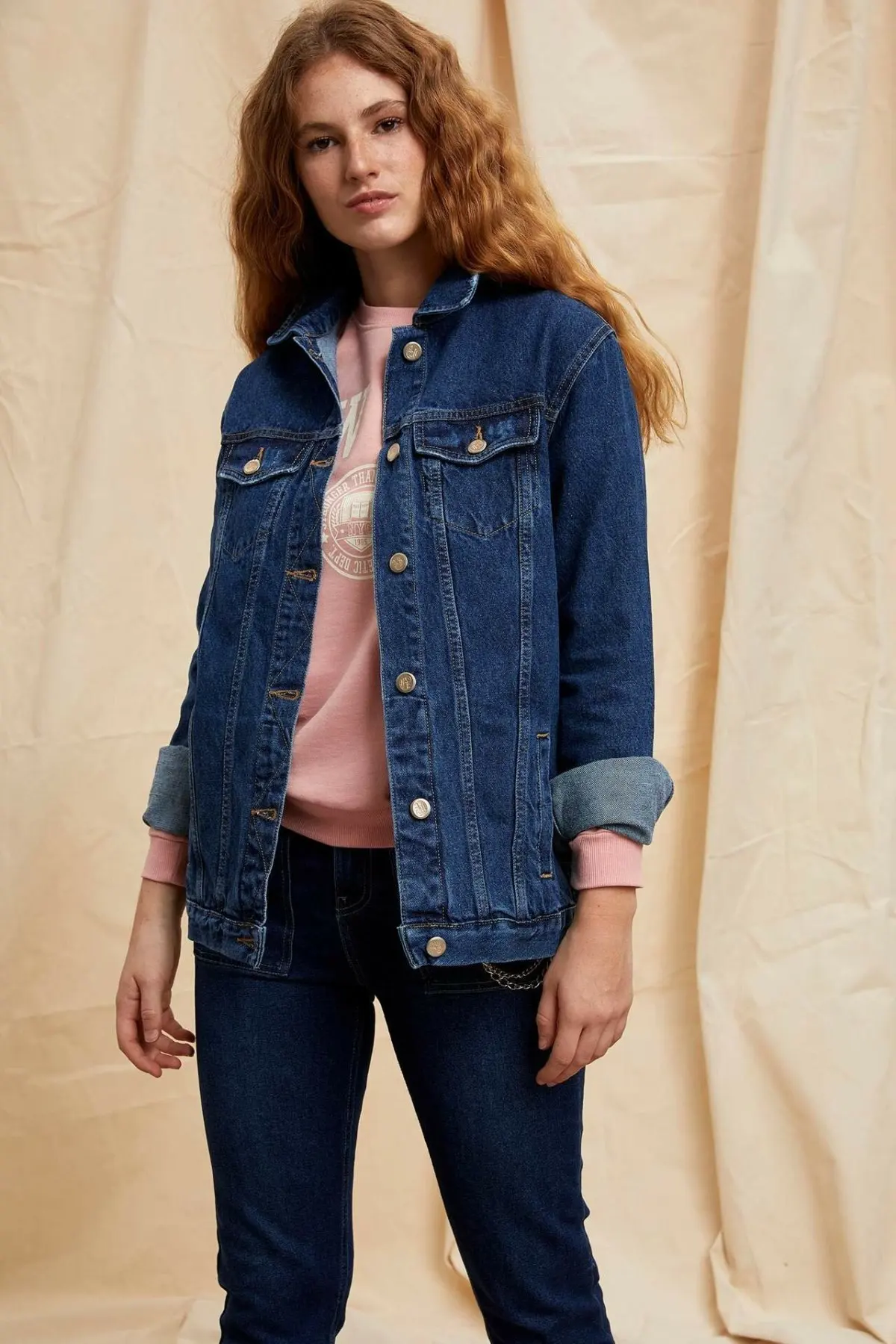 

DeFacto Fashion Woman Lapel Jeans Jacket Autumn Spring Ladies Casual Letter Pattern Denim Coat Joker New - L7731AZ19AU