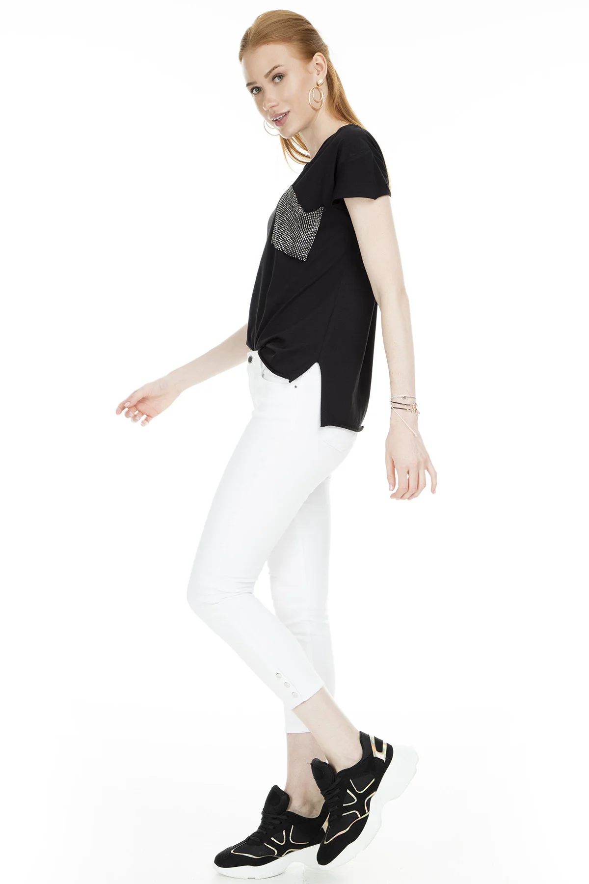 Lela Tek Pockets V шеи футболки женские t shhilrt 513915