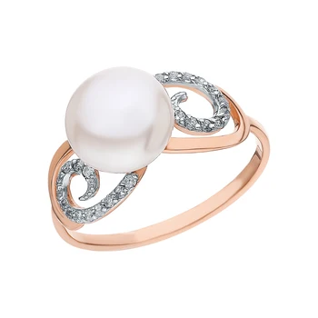 

Gold ring with cubic zirconia and pearls sunlight sample 585