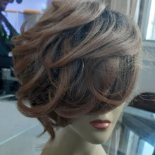Ídolo de moda ondulado corto pelucas de pelo sintético Ombre 10 pulgadas Bob pelucas para mujeres negras resistente al calor sintético pelucas envío gratis