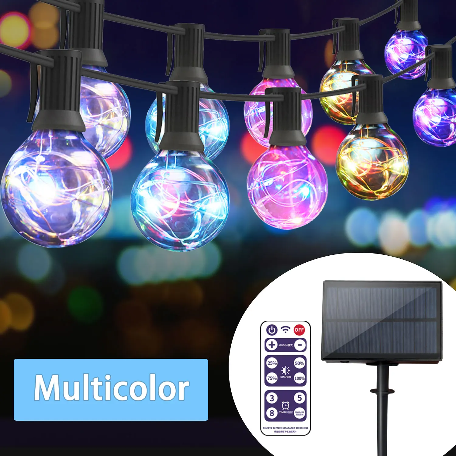 solar panel lights ColorRGB,Solar Outdoor String Lights,G40 Globe String Lights Outdoor Decorative Waterproof for Backyard Pergola Party Bistro solar pathway lights Solar Lamps