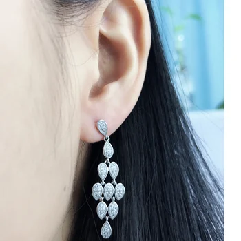 

E125 Fashion Jewellry For Women 925 Sterling Silver Long Tassel Earrings s jewelry for girls Earring Free Shipping Vanity