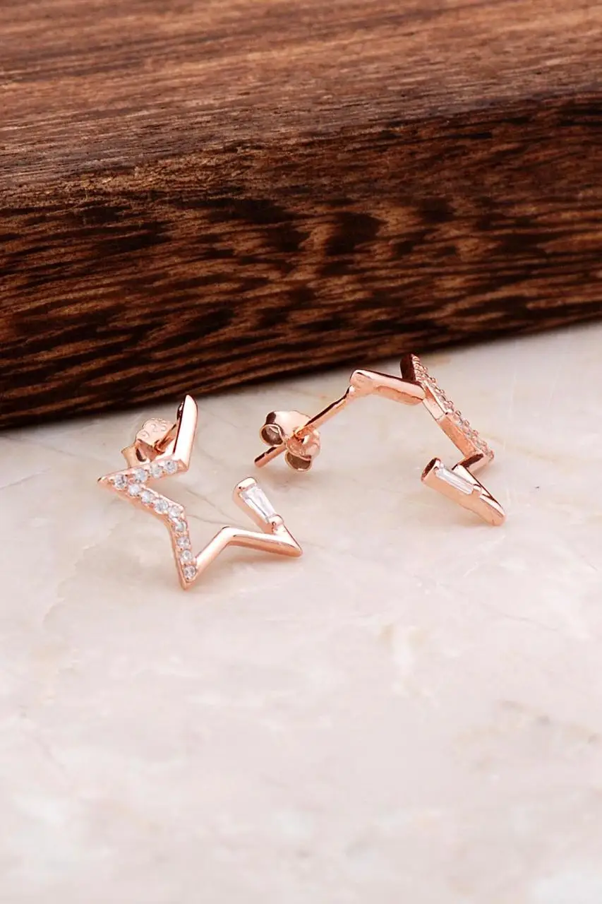 

Rose Silver Star Earrings 4858 High Quality Hand Made Original Filigree Silver Jewellery Gift for Women