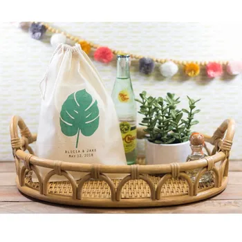 

Custom cotton Tropical Wedding Welcome Bags Muslin Beach Destination Wedding Favors Drawstring bags Bachelorette party gift bags